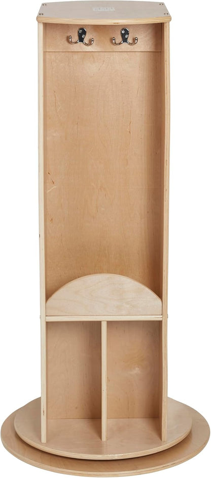 Rotating Dress-Up Organizer with Mirror, Clothes Rack, Natural