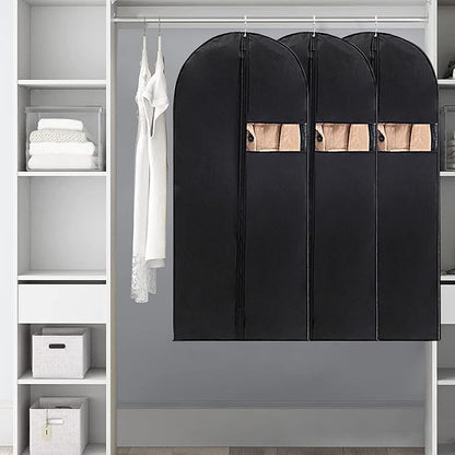 Garment Bag, 24'' x 43'' Suit Bag, 4 Packs, Dress Bags for Gowns, Garment Bags for Travel, Travel Garment Bag, Garment Bags for Hanging Clothes, Washable Suit Cover for Suits, Coats (Black)