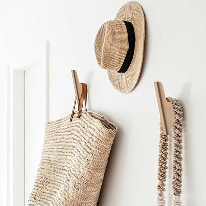 Wood Wall Hooks 4 Pack Coat Hooks Wall Mount Natural Wooden Hooks for Hanging Hat, Bag, Backpack, Rustic Coat Hooks for Wall, Wood Towel Hooks for Bathrooms and Entryway Hooks