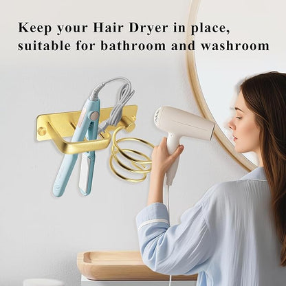 OlBuWa Hairdryer Holder Spiral Shelf Bracket Stand Hanger Organizer Blow Storage with Cable Tidy Rack for Bathroom Gold