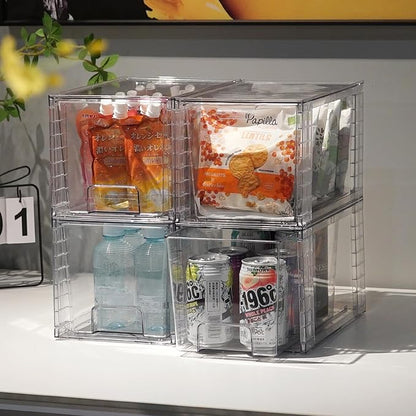 1Pack Large Stackable Storage Drawers,Clear Acrylic Organizers with Handle,Easily Assemble for Kitchen Undersink,Bathroom,Cabinet,Makeup,Closet,Medicine,Pantry Organization Bins