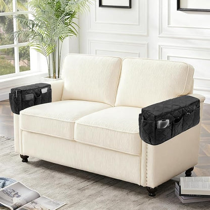 HADEEONG Remote Control Holder, Non Slip Bedside Armchair Caddy, Recliner Arm Caddy Armrest Organizer with 14 Pockets for Cell Phone TV Remote Control Magazines, Black