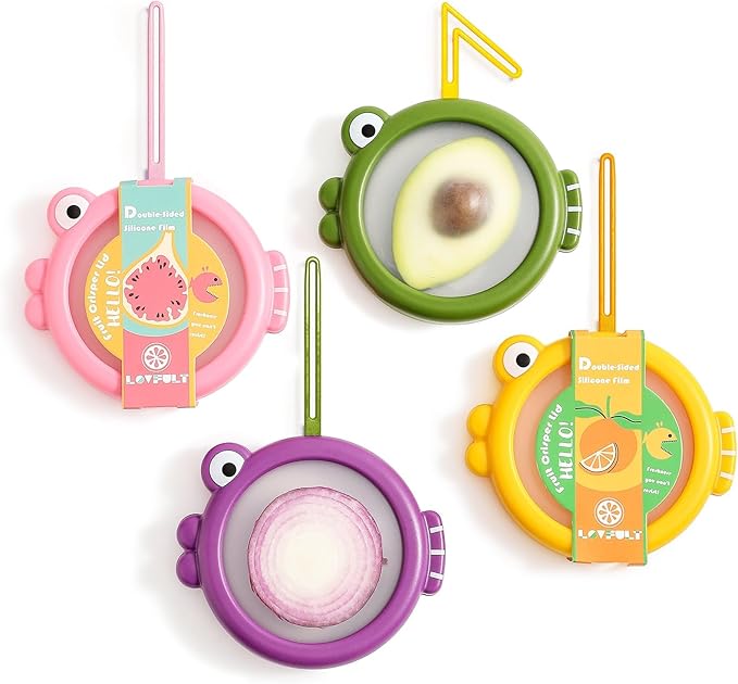 Lovfult Onion Storage and Avocado Saver - 4-Piece Set Silicone Fruit Storage Box, Multifunctional and Perfect for Lemons, Cheese, Tomatoes, Potatoes, Garlic