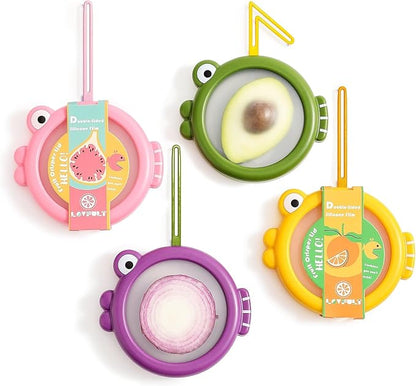 Lovfult Onion Storage and Avocado Saver - 4-Piece Set Silicone Fruit Storage Box, Multifunctional and Perfect for Lemons, Cheese, Tomatoes, Potatoes, Garlic