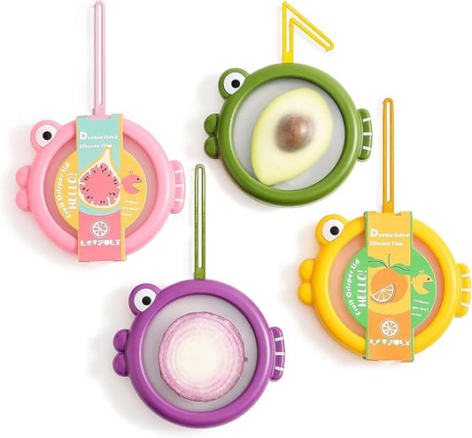 Lovfult Onion Storage and Avocado Saver - 4-Piece Set Silicone Fruit Storage Box, Multifunctional and Perfect for Lemons, Cheese, Tomatoes, Potatoes, Garlic