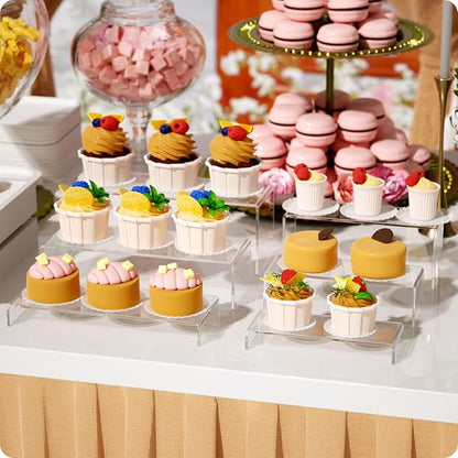 NIUBEE Acrylic Display Riser, 3 Pcs 12" Large Acrylic Risers, Clear Rectangular Stands for Candy Dessert Cupcakes, Collectibles Display Stands Shelf for Display for Funko POP Figures…
