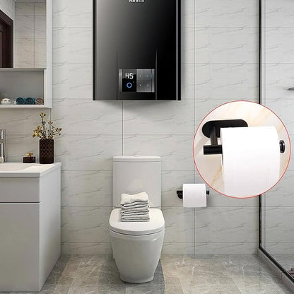 Toilet Paper Holder Self Adhesive Roll Holder Wall Mount for Bathroom and Washroom No Drilling SUS304 Stainless -Matte Black