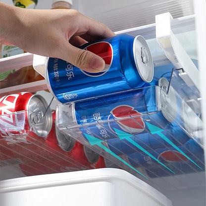 Fridge Drawer Can Organizer, Clear Soda Can Organizer Fridge Organizer Bins Drink Organizer For Fridge or Countertop, Soda Can Dispense Plastic Dispenser Bin for Refrigerator Organizing(#1)