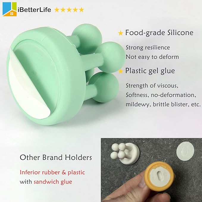 ZEZHOU Good Grips Toothbrush Holders - 5Pcs Self Adhesive Silicone Razor Holder Wall Mounted to Mirror for Shower Hanging Towel, Functional Waterproof Hook for Bathroom Kitchen Living Room Office