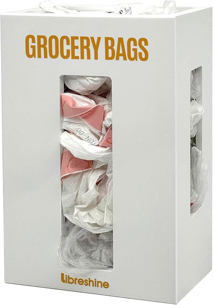 Extra Large White Bamboo Grocery Bag Holder for Plastic Bags, Under Sink Cabinet or Wall Mounted Organizer, Space-Saving Bag Dispenser for Kitchen, Pantry, Laundry Room, Garage