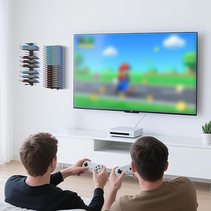 Video Game Storage Wall Mount - 8PCS Heavy-Duty Metal Game Case Holder Media Storage Shelves for PS, Xbox, DVD, Switch Game Organizer Display Stand, Holds up to 152