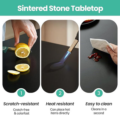15.7" Lazy Susan Turntable – 360° Sinteredstone Silent Anti-Slip Turntable, Table Top Centerpiece for Kitchen, Pantry, Spice Rack, Refrigerator & Dining Table, Black