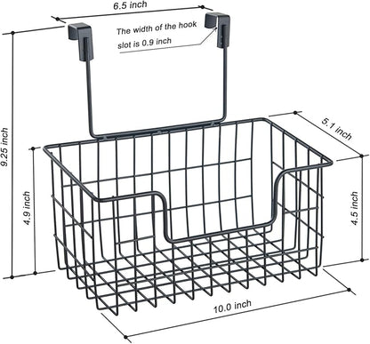 Wire Hanging Storage Basket 2 Packs, Wall Mounted Kitchen Bathroom Storage Basket, Home Multi-Functional, no Punching, Bearing Strong, Suitable for Home, Office,Black