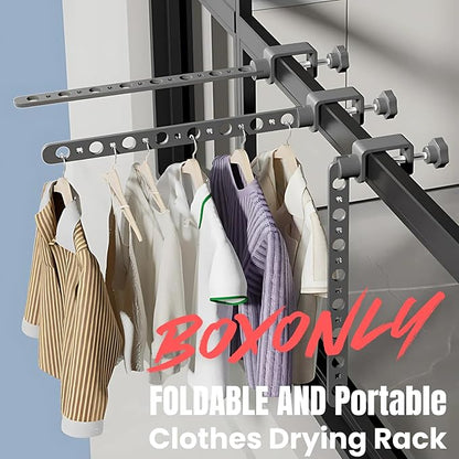 Foldable Indoor/Outdoor Basic 15-Hole Clothes Drying Rack - Black, Space-Saving, Portable, Heavy-Duty Aluminum for Small Spaces, Balcony, Bathroom, Travel & Camping Airer