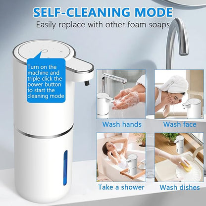 Automatic Soap Dispenser Touchless, USB Rechargeable Automatic Liquid Soap Dispenser, 12.8oz/380mL, 4 Level Adjustable, 1500mAh Smart Wall Mounted for Bathroom Kitchen Dish/Hand Soap