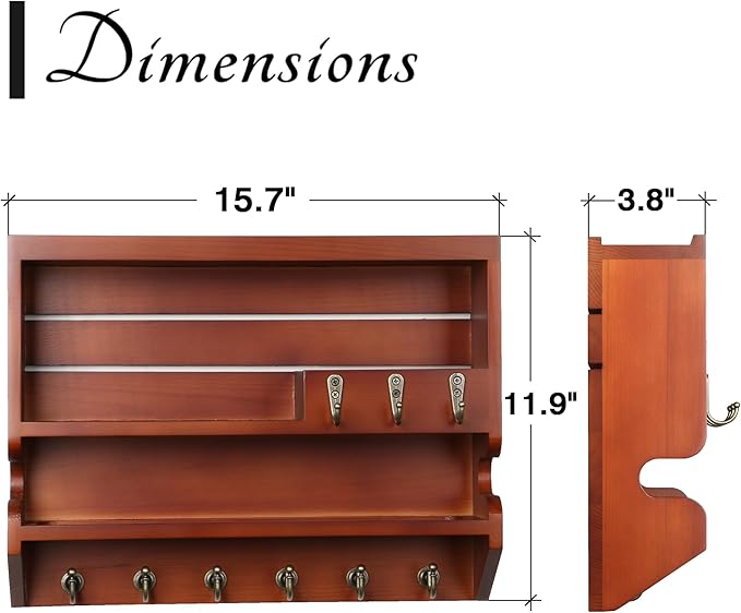 Key Holder for Wall, Mail Organizer Wall Mounted, Auburn