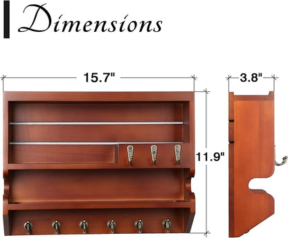 Key Holder for Wall, Mail Organizer Wall Mounted, Auburn
