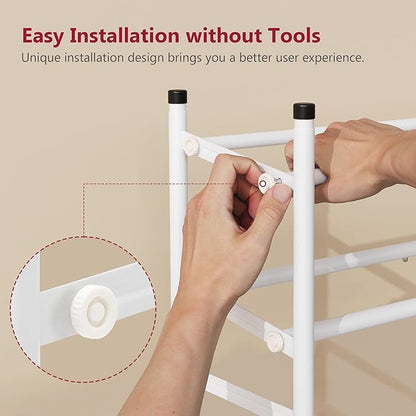 Tajsoon Expandable Shoe Rack for Closet 3 Tier, 28“-41“Adjustable & Stackable Shoe Shelf Storage, Metal Shoe Rack Organizer for Front Door Entrance, Closet, Garage, Entryway, White