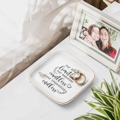 Friendship Gifts for Women Friends Ring Dish "Our laughs limitless, memories countless, friendship endless!" -Gifts for Friends Female Birthday Gifts For Women Bridal Shower Christmas Gifts