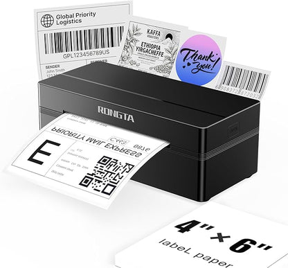 Rongta Bluetooth Shipping Label Printer, Wireless 4x6 Thermal Label Printer for Shipping Packages, Support Android, iPhone, Widely Used for Amazon, Ebay, Shopify, Etsy, UPS, Black