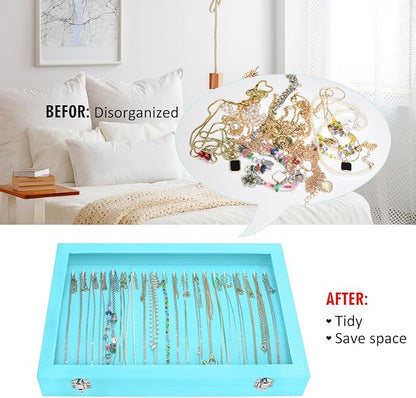 Velvet Necklace Display Jewelry Tray 20 Hook Necklace Tray Necklace Pendant Jewelry Tray for Women and Girls