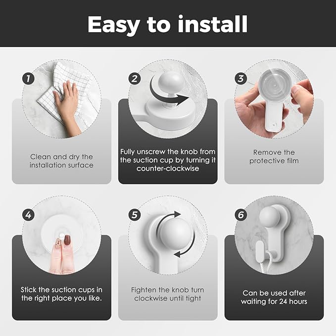 WingWider Shower Hooks for Inside Shower,No-Drill Removable&Reusable Towel Hooks for Bathroom,Heavy Duty Suction Cup Hooks for Glass Window,2 Pack(White)