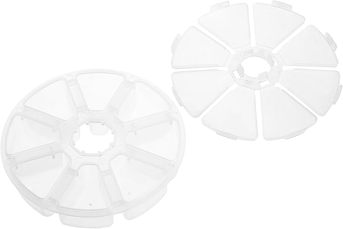 Cosmos 3 Pcs Clear 8 Compartment Round Jewelry Bead Storage Organizer Display Containers Case Box