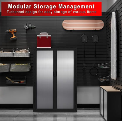 4 x 8 FT Slatwall Panel Garage Wall Organizer, Heavy Duty Slat Wall Paneling Sheets, Interlocking PVC Panels, Garage Slatwall for Tool Organization Mounted Storage Systems
