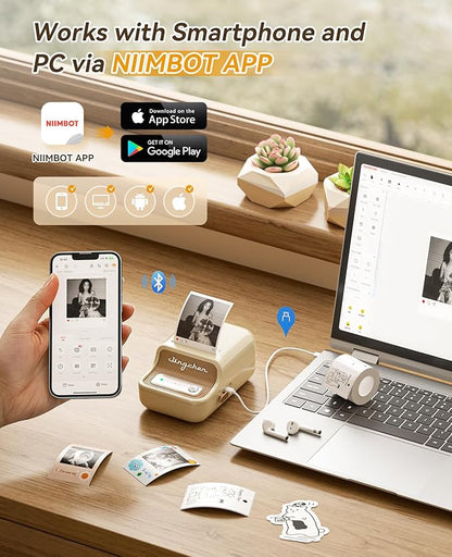 NIIMBOT B21 Pro Label Maker with Tapes, 300DPI HD Label Printer, Sticker Maker for Home Organization, Photo Print, Study Graphics, Scrapbook, White