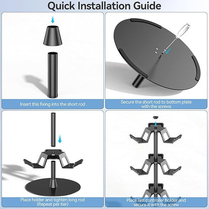 Headset Stand 4 Tiers for Desk, Rotatable Gaming Controller Stand for PS5/PS4/Xbox/Switch2/PS Portal/Phone, Universal PC Gamer Gift Accessory Controller/Headphone Holder for 12 Packs Controller