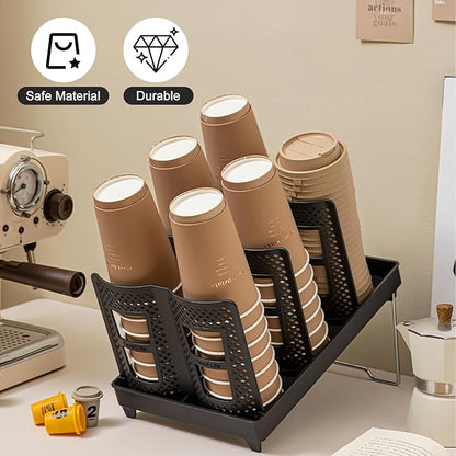 Coffee Cup Holder, Plastic Cup Holder 6 Slots, Suitable for Countertop Coffee Station, Bar, Restaurant, Breakroom Home