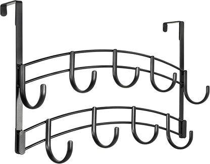 LYNK Professional® Home™ Over Door Hooks Rack - 9 Hook Over Door Hanger - Over Door Towel Rack - Hanging Towels or Clothes - Bathroom, Bedroom or Laundry Room - Lifetime Ltd. Warranty - Black