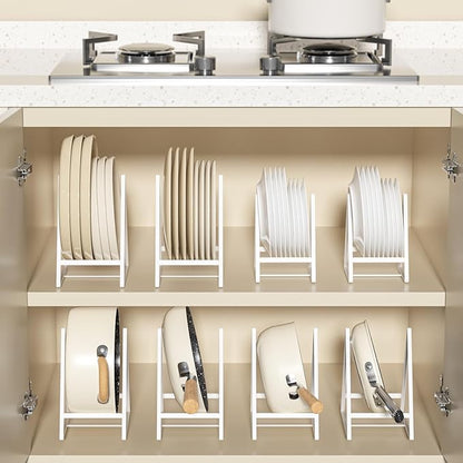 Hikinlichi 2 Pack Triangle Plate Holders Organizers Large Upright Cabinet Dish Drying Racks Metal Plate Dish Organizers Racks Stands for Countertop and Cupboard White