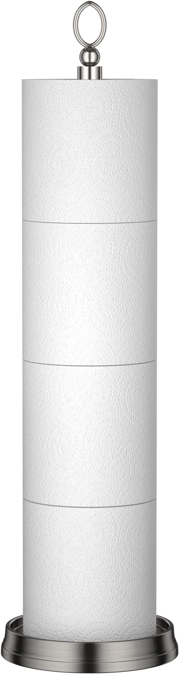 Heavy Weighted Toilet Paper Holder (with Reserve Function) Free Standing Toilet Paper Storage，Spare Toilet Paper Roll Holder Storage Stand for Bathroom Total Height 22.5" ，Brushed Nickel