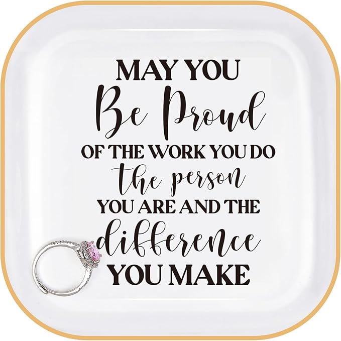 PUDDING CABIN Thank You Gift, Appreciation Employee Teacher Nurse Coworker Colleague Retirement Gift for Woman Jewelry Dish – May You Be Proud of the work You do – Gift for Team