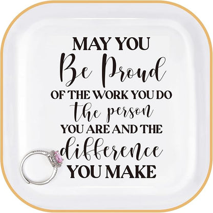 PUDDING CABIN Thank You Gift, Appreciation Employee Teacher Nurse Coworker Colleague Retirement Gift for Woman Jewelry Dish – May You Be Proud of the work You do – Gift for Team