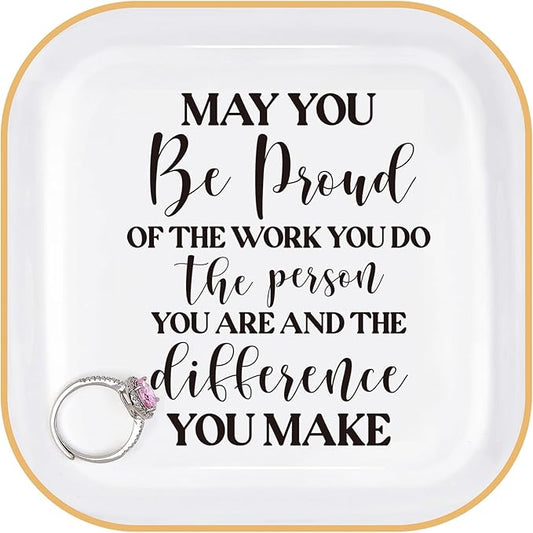 PUDDING CABIN Thank You Gift, Appreciation Employee Teacher Nurse Coworker Colleague Retirement Gift for Woman Jewelry Dish – May You Be Proud of the work You do – Gift for Team