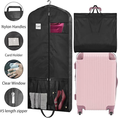 54" Garment Bags for Travel, 2 Pack Dress Bag for Hanging Clothes Storage with Pockets and Clear Window, 4" Dress Storage Bag for Long Coat, Jacket, Sweater, Shirts, Suits
