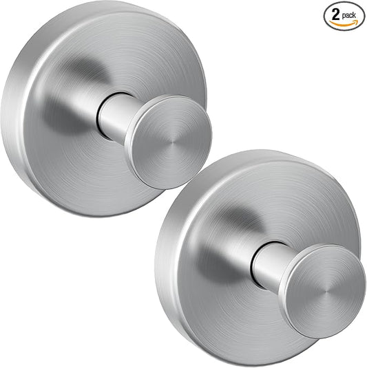 luckin smile Suction Cup Hooks for Shower, No-Drill Removable Towel Hook for Bathrooms, Shower Hooks, Suitable for Bathrooms, Kitchens, Windows, Glass, Powerful Suction Cup Hook (2, Silver)