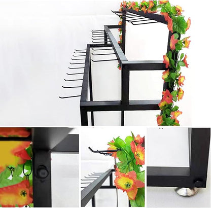 Floor Mounted Belt Hanger, Metal Men Closet Display Stand Organizer, Ties Scarf Rack Shawls Purse Shelf for Clothing Retail Bedroom (Color : Black, Size : 80X40X150CM)