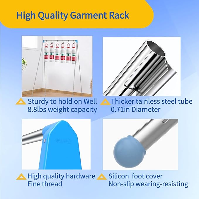 Lmaray Portable Travel Garment Rack, Upgraded Easy Folding Mini Drying Clothes Rack, Retractable Drying Rack for Laundry, Travel, Camping, Hotel, Dance + 4 Clothespins in Random Colors (Compact)