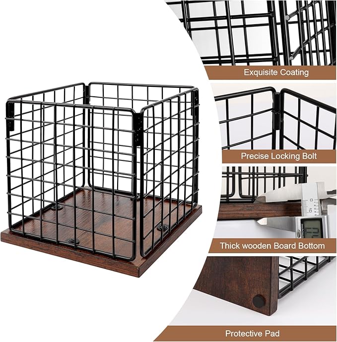 Coffee Pod Holder Basket, Coffee Holder Organizer with Wooden Base Sturdy Coffees Pod Holder Organizer for Kitchen Counter and Office Desktop (Square Grid)