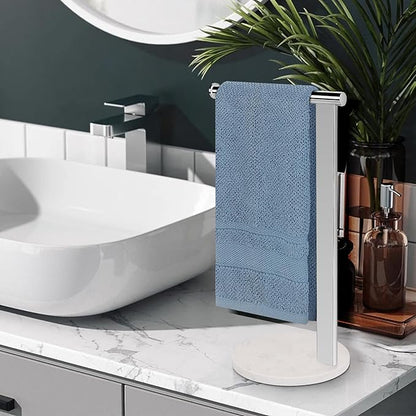Stainless Steel L-Shaped Hand Towel Holder, SUS304 Bathroom Towel Rack with Thickened Base for Countertop Vanity (Chrome)