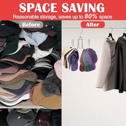 NAKBINX 2 Pack Hat Hanger for Closet, Collapsible Metal Hat Organizer for Baseball Caps, Racks with 4 Big Hooks, 360° Rotation Space Saving Hangers, Better Organizer&Display for Tie, Scarves