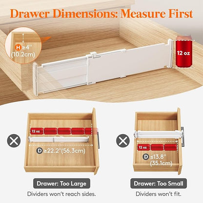 Lifewit 4" High 12 Pack Drawer Dividers, 13.8-22.5" Drawer Divider for Clothes, Adjustable Dresser Drawer Organizers, Plastic Drawers Separators for Clothes, Bedroom, Bathroom, Kitchen, Office