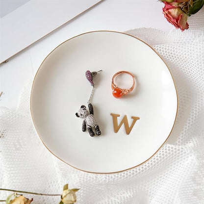 COMMGOAL Ceramic Ring Holder for Jewelry, Jewelry Tray, Ring Dish, Aesthetic Room Decor, Engagement Gifts Bride Gifts Wedding Gifts for Women, White, 4.75"(W)