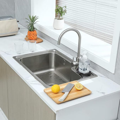 MicoYang Silicone Bathroom Soap Dishes with Drain Spout-Bathroom and Kitchen Sink Organizer,Sponge Holder,Dish Soap Tray,Perfect for Dispenser,Scrubber,Bottle,Cup on Sink or Counter-Coffee 4.9"×3.2"