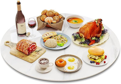 31.5" Lazy Susan Turntable – 360° Sinteredstone Silent Anti-Slip Turntable, Table Top Centerpiece for Kitchen, Pantry, Spice Rack, Refrigerator & Dining Table, White
