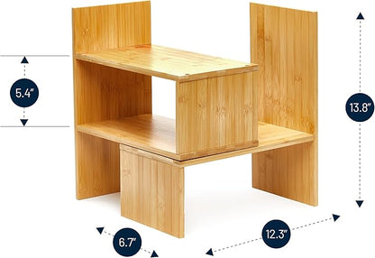 RoyalHouse Natural Bamboo Desktop Organizer, Attractive Design, Stand Shelf for Books, Accessories and More, Home Décor, Ideal Gift for Family & Friends