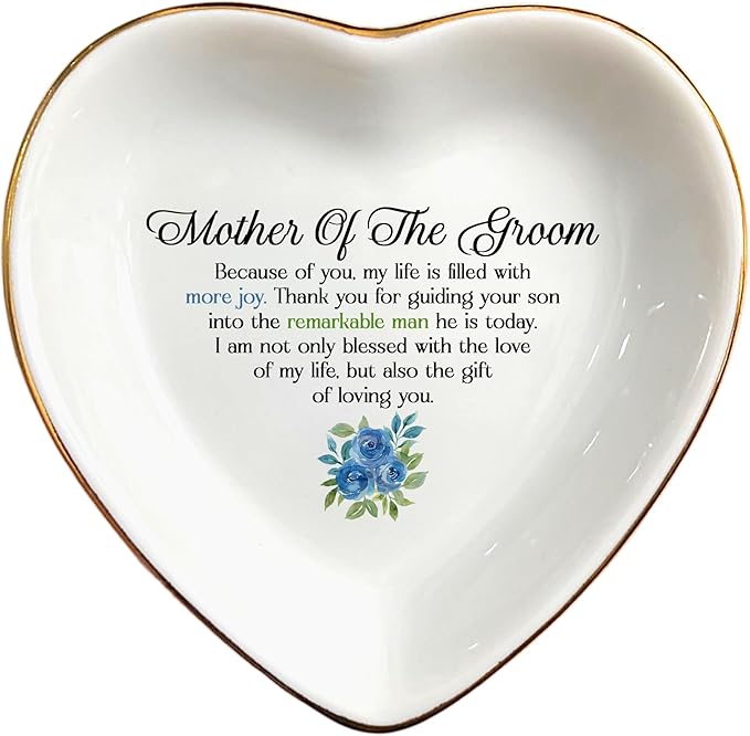 Wedding Ring Dish Jewelry Trinket Tray for Mother-in-law,Bridesmaid,Mother of the Bride/Groom-Engagement,Bridal Shower,Bachelorette Gifts for Couples,Mr. Mrs. (Mother of the Groom 1)